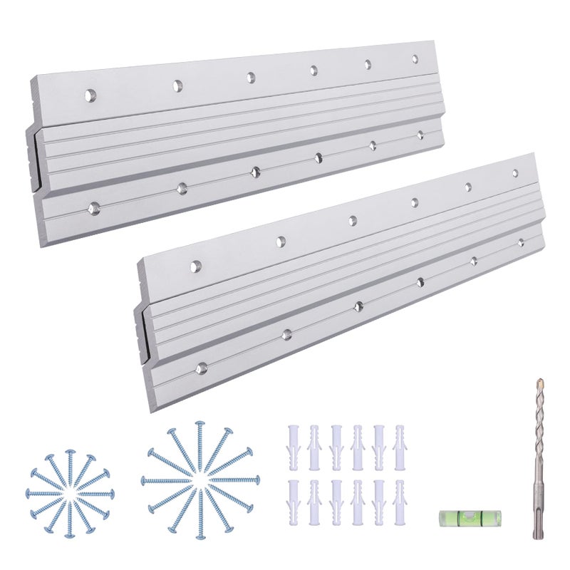 AENTGIU French Cleat Hanger 12 Inch - 2 Pairs - Aluminum Z Clips/Bar Interlocking Wall Mounting Bracket Hardware Kit for Hanging Mirrors, Picture, Shelf, Headboard, Cabinet, Whiteboard, Art, Frames - Image 1